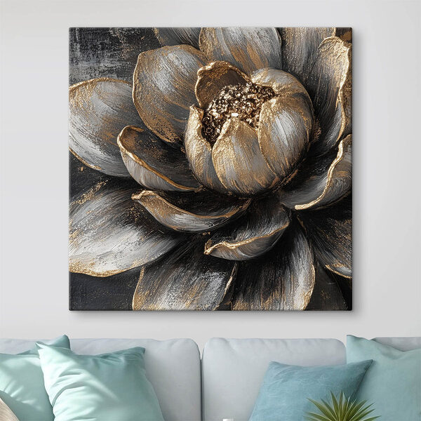 Artistieke bloem met gestructureerde bloemblaadjes Canvas Schilderijen Artistieke bloem met gestructureerde bloemblaadjes