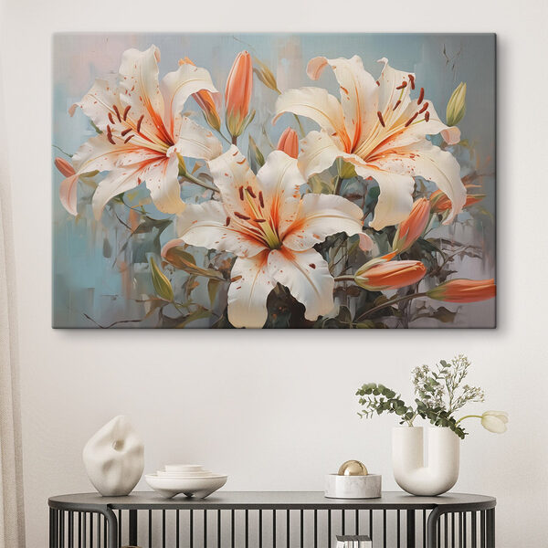 Groep witte bloemen Canvas Schilderijen Groep witte bloemen