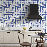 Fotobehang Blauw en wit patroon