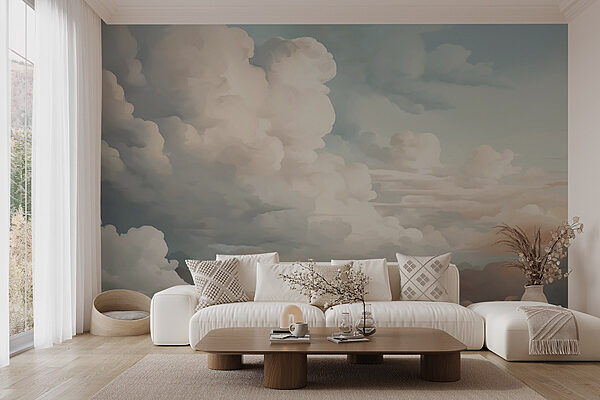 Bewolkte lucht met veel wolken Fotobehang Bewolkte lucht met veel wolken