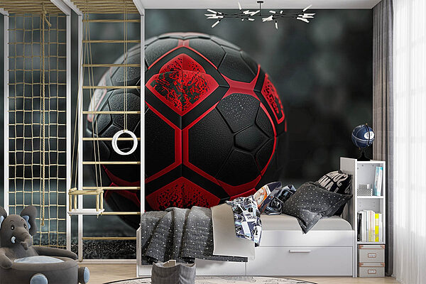 Fotobehang Zwart met rode voetbal (Artikelnummer: w08619) Fotobehang Fotobehang Zwart met rode voetbal (Artikelnummer: w08619)