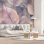 Fotobehang Zachte tinten van delicate bladeren die dansen