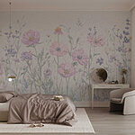 Fotobehang Delicate bloemen in zachte pasteltinten