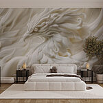 Fotobehang Wit vogelbeeld met veren