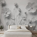 Fotobehang Groep witte bloemen