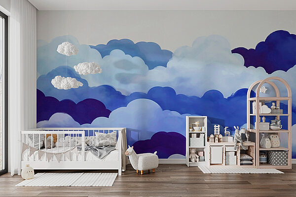Groep wolken in de lucht Fotobehang Groep wolken in de lucht