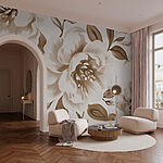 Fotobehang Florale elegantie in zachte tinten