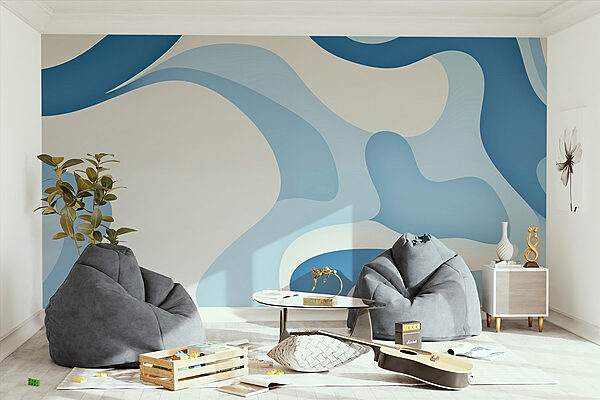 Blauwe en witte achtergrond Fotobehang Blauwe en witte achtergrond