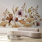 Fotobehang Delicate bloemen in zachte aquareltinten