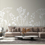 Fotobehang Witte silhouetten van bloemen