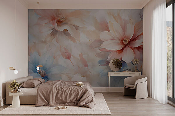Delicate bloemen in zachte tinten Fotobehang Delicate bloemen in zachte tinten