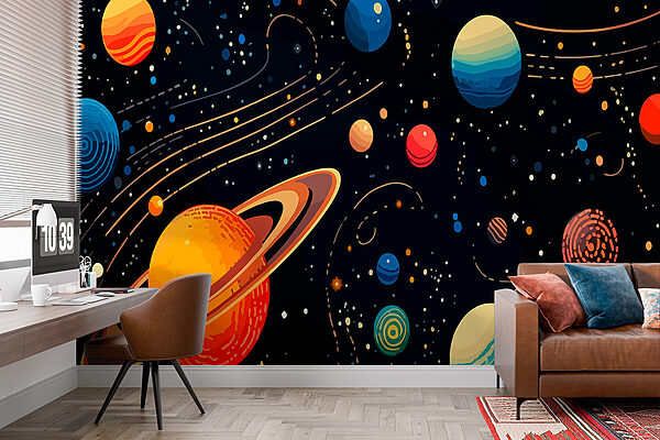 Kleurrijke planeten en sterren Fotobehang Kleurrijke planeten en sterren