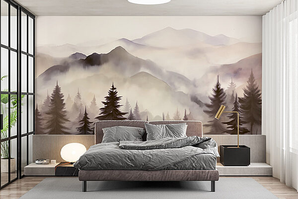 Fotobehang Fotobehang Landschap van bergen en bomen (Artikelnummer: w08639v1)