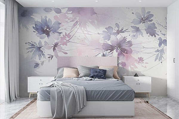 Aquarel van bloemen Fotobehang Aquarel van bloemen