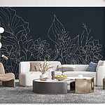 Fotobehang Lijntekening van bloemen