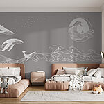 Fotobehang Walvis en walvis in de zee