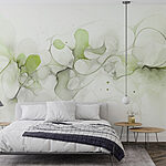 Fotobehang Vloeiende patronen in zachtgroene tinten