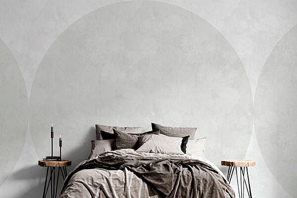 Witte cirkel met bloemen erop Fotobehang Witte cirkel met bloemen erop