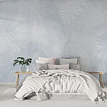 Fotobehang Wit en blauw bloemenpatroon