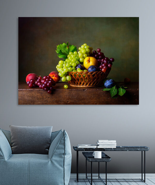 Fruitmand op tafel Canvas Schilderijen Fruitmand op tafel