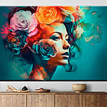 Canvas Schilderijen Vrouw met bloemen in haar haar
