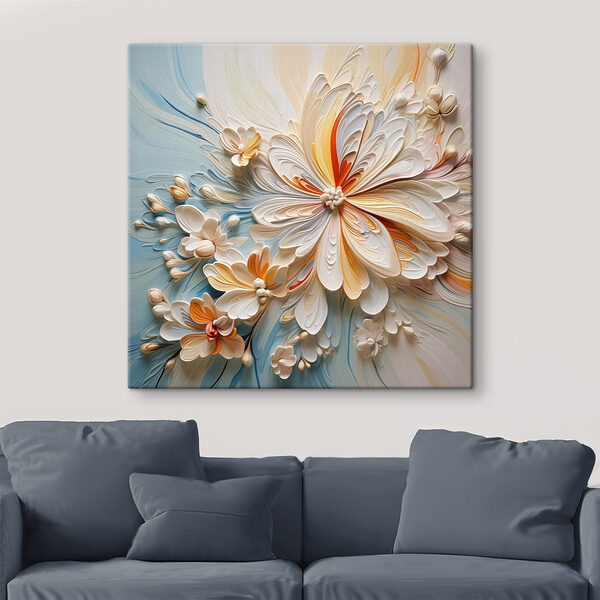 Delicaat bloemenkunstwerk in zachte tinten Canvas Schilderijen Delicaat bloemenkunstwerk in zachte tinten