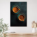 Canvas Schilderijen Twee kopjes koffie op schoteltjes