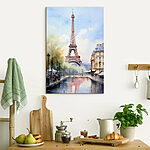 Canvas Schilderijen Aquarel van een toren
