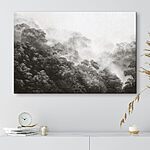 Canvas Schilderijen Mistig bos met bomen