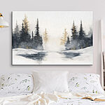 Canvas Schilderijen Aquarel van een besneeuwd bos