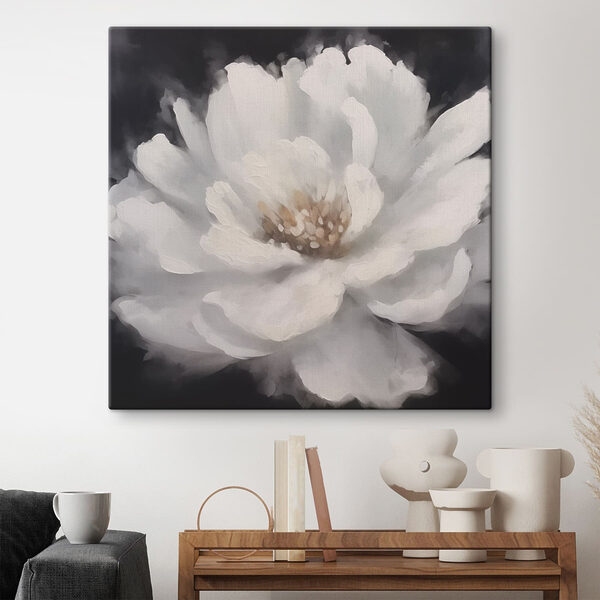 Witte bloem met geel hart Canvas Schilderijen Witte bloem met geel hart