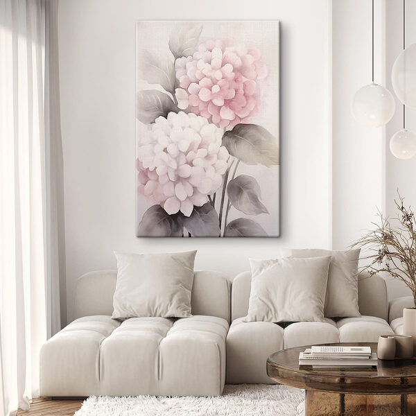 Schilderij van roze bloemen Canvas Schilderijen Schilderij van roze bloemen
