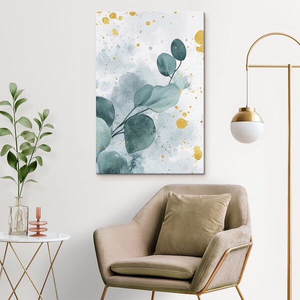 Aquarel van een tak met bladeren Canvas Schilderijen Aquarel van een tak met bladeren
