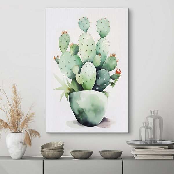 Aquarel van een cactus Canvas Schilderijen Aquarel van een cactus