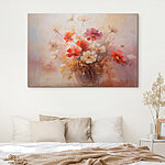 Canvas Schilderijen Schilderij van bloemen in een glazen vaas