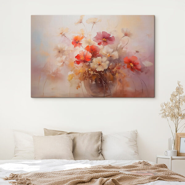 Schilderij van bloemen in een glazen vaas Canvas Schilderijen Schilderij van bloemen in een glazen vaas