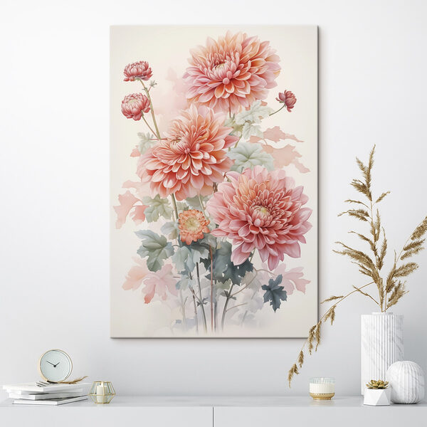 Elegante bloemen in zachte pasteltinten Canvas Schilderijen Elegante bloemen in zachte pasteltinten