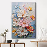 Canvas Schilderijen Schilderij van bloemen op een muur