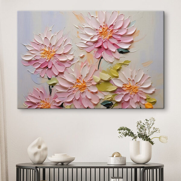 Schilderij van bloemen op een wit oppervlak Canvas Schilderijen Schilderij van bloemen op een wit oppervlak