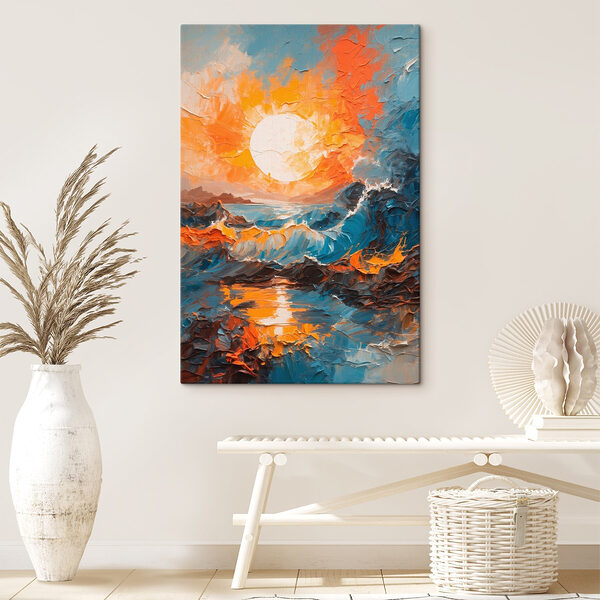Schilderij van een zonsondergang boven zee Canvas Schilderijen Schilderij van een zonsondergang boven zee