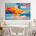 Canvas Schilderijen Schilderij van een zonsondergang over water