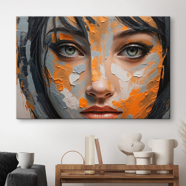 Vrouw met verf op haar gezicht Canvas Schilderijen Vrouw met verf op haar gezicht