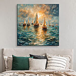 Canvas Schilderijen Schilderen van boten op het water