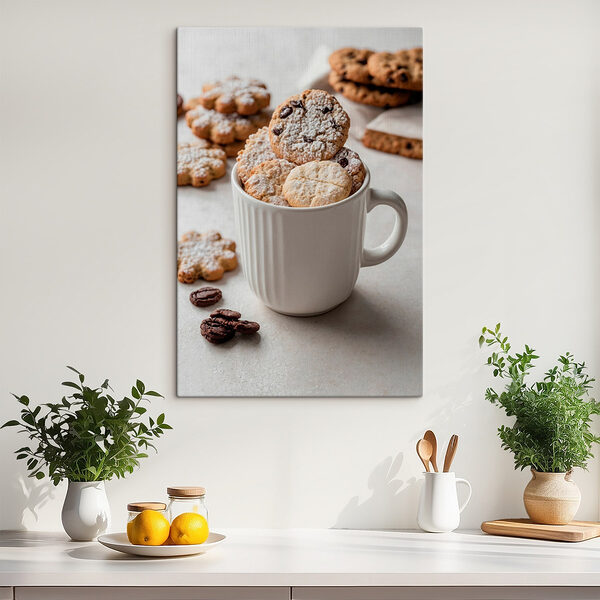 Kopje koekjes met poedersuiker Canvas Schilderijen Kopje koekjes met poedersuiker