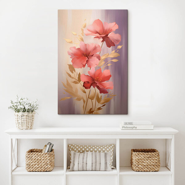 Schilderij van roze bloemen Canvas Schilderijen Schilderij van roze bloemen