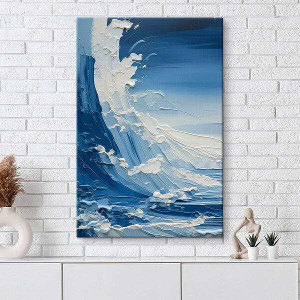 Schilderij van een golf Canvas Schilderijen Schilderij van een golf
