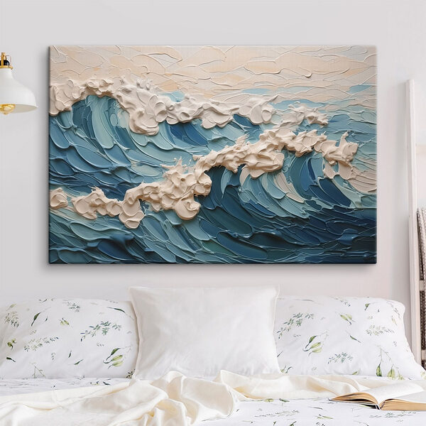 Schilderij van golven en wolken Canvas Schilderijen Schilderij van golven en wolken