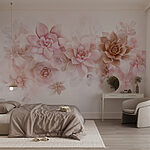 Fotobehang Groep bloemen op witte achtergrond