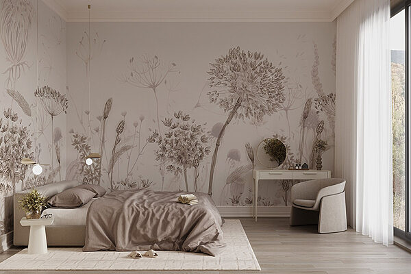 Tekenen van bloemen en planten Fotobehang Tekenen van bloemen en planten