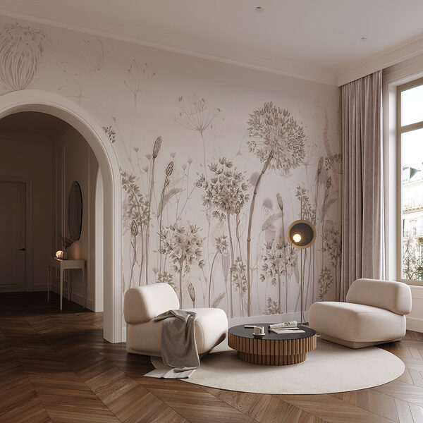 Fotobehang Tekenen van bloemen en planten